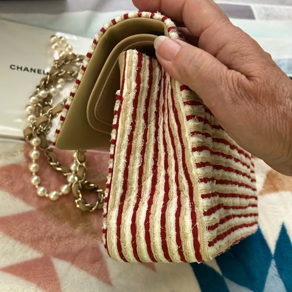Chanel Classic Beige & red Striped Double Flap Bag 2014 - Picture 10 of 17